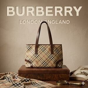 Burberry Haymarket Equestrian Knight Tote AUTHENTIC